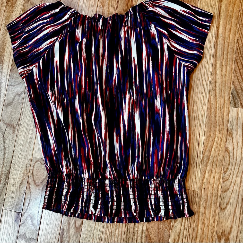 Michael Kors Red, Black, and Blue Striped Blouse - Picture 6 of 6